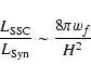 \begin{displaymath}\frac{L_{\rm SSC}}{L_{\rm Syn}} \sim \frac{8 \pi w_{f}}{H^{2}}
\end{displaymath}