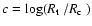 $c=\log(\mbox{$R_{\rm t}$ }/\mbox{$R_{\rm c}$ })$
