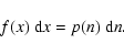 \begin{displaymath}
f(x)~{\rm d}x=p(n)~{\rm d}n.
\end{displaymath}