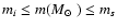$m_i\leq m(\mbox{$M_\odot$ })\leq m_s$