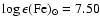 $\log \epsilon({\rm Fe})_{\odot}=7.50$