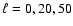 $\ell =0, 20, 50$