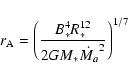 \begin{displaymath}r_{\rm A} = \left( \frac{B_*^4R_*^{12}}{2GM_*\dot{M_a}^2} \right)^{1/7}
\end{displaymath}