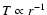 $T \propto r^{-1}$