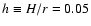$h\equiv H/r =0.05$