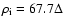 $\rho_{\rm i}=67.7\Delta$
