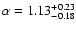 $\alpha =1.13^{+0.23}_{-0.18}$