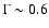 $\Gamma \sim
0.6$