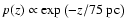 $p(z) \propto
\exp\left(-z/75~{\rm pc}\right)$