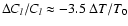 $\Delta C_l/C_l\approx -3.5~\Delta T/T_0$