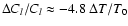 $\Delta C_l/C_l\approx
-4.8~\Delta T/T_0$