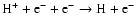 $\rm H^+ + e^- + e^-\rightarrow H + e^-$