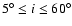 $5^{\circ} \le i \le 60^{\circ}$