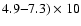 $4.9{-}7.3) \times10$
