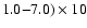 $1.0{-}7.0) \times10$