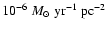 $10^{-6}~M_{\odot}~{\rm yr}^{-1}~{\rm pc}^{-2}$