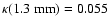 $\kappa(1.3~{\rm mm}) = 0.055$