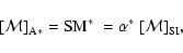 \begin{displaymath}
{\left[{\cal M}\right]}_{\rm A*}= {\rm SM}^*\ = \alpha^*~{\left[{\cal M}\right]}_{\rm SI},
\end{displaymath}
