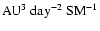 ${\rm AU}^3~
{\rm day}^{-2} ~{\rm SM}^{-1}$