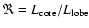 $\Re=L_{\rm core}/L_{\rm lobe}$