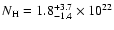 $N_{\rm H}=1.8_{-1.4}^{+3.7}\times10^{22}$