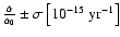 $\frac{\dot \alpha}{\alpha_0} \pm \sigma
\left[ 10^{-15}~\rm {yr}^{-1}\right]$