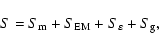 \begin{displaymath}%
S=S_{\rm m}+S_{\rm EM}+S_\varepsilon + S_{\rm g},
\end{displaymath}