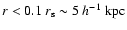 $r<0.1~r_{\rm s} \sim 5~h^{-1}~{\rm kpc}$