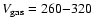 $V_{\rm gas}=260{-}320$