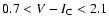 $0.7<V-I_{\rm C}<2.1$