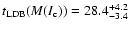 $t_{\rm LDB}(M(I_{\rm c}))=28.4^{+4.2}_{-3.4}$