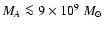 $M_A \la 9\times 10^{9} ~M_{\odot}$