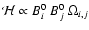 ${\cal H} \propto B^0_i~ B^0_j~ \Om_{i,j}$