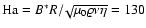 ${\rm Ha}=B^{\ast} R/\!\sqrt{\mu_0 \varrho \nu \eta}=130$