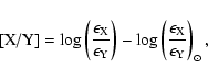 \begin{displaymath}\textrm{[X/Y]}=\log\left({\epsilon_{\rm X}\over\epsilon_{\rm ...
...g\left({\epsilon_{\rm X}\over\epsilon_{\rm Y}}\right)_{\odot},
\end{displaymath}
