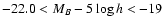 $-22.0 < M_B-5 \log
h<-19$
