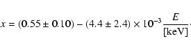 \begin{displaymath}x = (0.55\pm0.10) - (4.4 \pm 2.4)\times10^{-3} \frac{E}{{\rm [keV]}}\cdot
\end{displaymath}