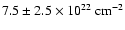 $7.5\pm2.5\times10^{22}~{\rm cm}^{-2}$