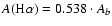 $A({\rm H}\alpha) = 0.538\cdot A_b$