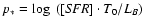 $p_*=\log~([{\it SFR}]\cdot T_0/L_B)$