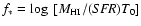 $f_*=\log~[M_{\rm HI}/({\it SFR})T_0]$