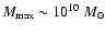 $M_{\rm max} \sim 10^{10}~M_{\odot}$