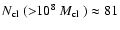 ${\mbox{$N_{\rm cl}$ }}({>}10^8~{\mbox{$M_{\rm cl}$ }})\approx 81$