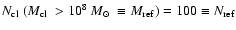${\mbox{$N_{\rm cl}$ }}({\mbox{$M_{\rm cl}$ }}>10^8~{\mbox{$M_{\odot}$ }}\equiv M_{\rm ref} ) = 100 \equiv N_{\rm ref}$