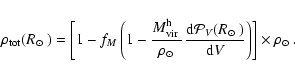 \begin{displaymath}\rho_{\rm tot}({\mbox{$R_{\odot}$ }}) = \left[ 1 - f_M \left(...
...}})}{{\rm d}V}\right)\right]
\times {\mbox{$\rho_{\odot}$ }}.
\end{displaymath}