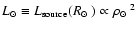 $L_\odot\equiv L_{\rm source} ({\mbox{$R_{\odot}$ }}) \propto
{\mbox{$\rho_{\odot}$ }}^2$
