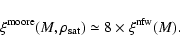 \begin{displaymath}\xi^{\rm moore}(M,\rho_{\rm sat})\simeq 8 \times \xi^{\rm nfw}(M).
\end{displaymath}