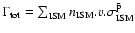 $\Gamma_{\rm tot}= \sum_{\rm ISM}
n_{\rm ISM}.v.\sigma^{\bar{\rm p}}_{\rm ISM}$