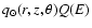 $q_\odot(r,z,\theta)Q(E)$