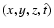 $(x,y,z,\hat{t})$